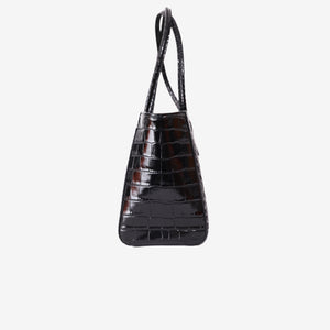 Chanel 26S Matthieu Blazy Crocodile-Embossed Shopping Tote in Black Calfskin with Gold Hardware (Contact to Enquire)