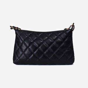 Chanel Matelassé Small Hobo Shoulder Bag in Black Lambskin Leather with Gold Hardware