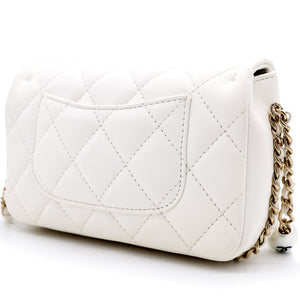Lambskin Quilted Small My Precious Flap White