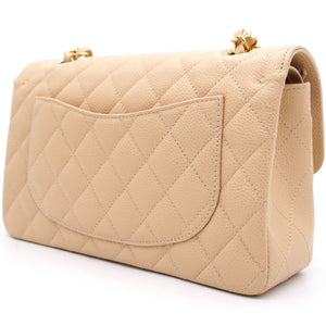 Caviar Quilted Small Double Flap Beige Clair