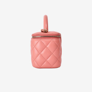 Chanel Quilted Top Handle Vanity Case in Pink Lambskin with Gold Hardware (Contact to Enquire)