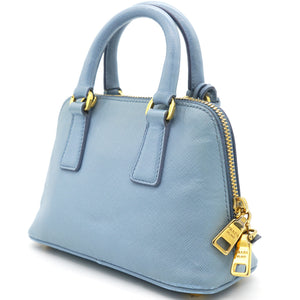 Blue Saffiano Lux Leather Mini Promenade Crossbody Bag