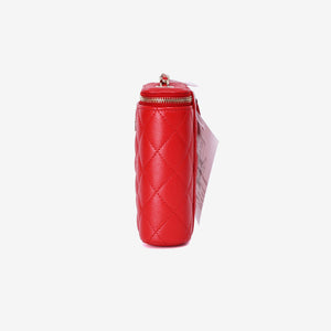 Chanel Vertical Vanity Case in Red Caviar Leather with Gold Hardware