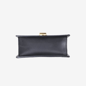 Gucci Sylvie Small Chain Bag in Black Calfskin Leather with Gold Hardware