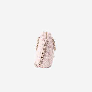 *RARE* Chanel Fantasy Tweed Coco Clutch with Chain in Light Pink Tweed with Gold Hardware