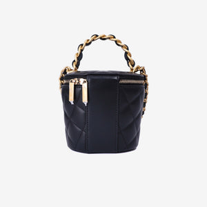 Chanel Bucket Bag in Black Calfskin Leather with Gold Hardware
