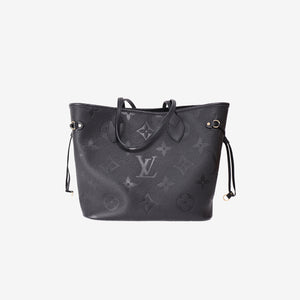 Louis Vuitton Neverfull MM in Black Leather with Gold Hardware
