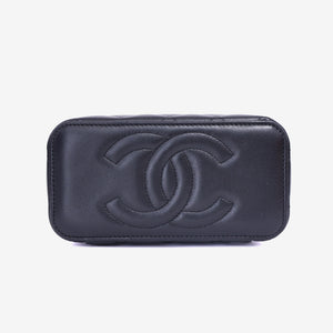 Chanel Vanity Case with Top Handle in Black Lambskin Leather with Gold Hardware (Contact to Enquire)