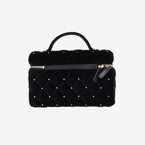 Chanel Velvet Diamanté Quilted Top Handle Vanity Case in Black with Gold Hardware (Contact to Enquire)
