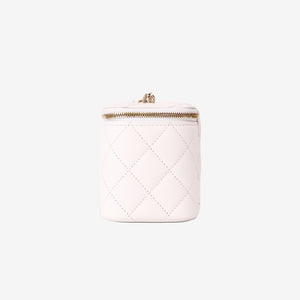 Chanel Vanity Case with Chain Bag in White Caviar Leather with Gold Hardware