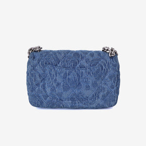 Chanel Heart Crush Mini Flap Bag in Blue Denim Leather with Silver Hardware