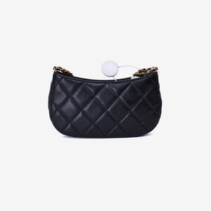 Chanel 24C Hobo Bag in Black Grained Calfskin with Gold Hardware