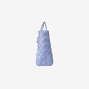 Lady Dior Bag in Blue Lambskin Leather with Gold Hardware