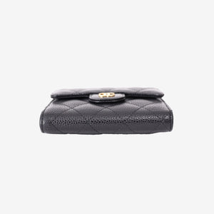 Chanel Classic Flap Wallet in Black Caviar Leather with Gold Hardware
