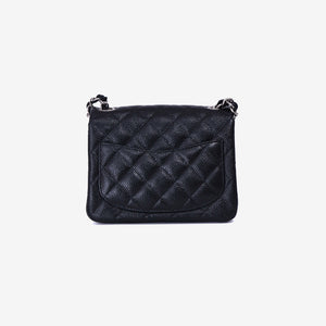 Chanel Classic Flap Mini Square in Black Grained Calfskin with Silver Hardware (Contact to Enquire)