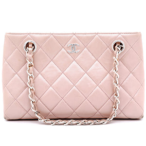 Pearlecent Pink Quilted Vintage Small Tote Bag