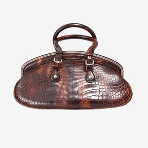 Christian Dior Detective Satchel Medium in Brown Crocodile Leather with Palladium Hardware (Contact to Enquire)