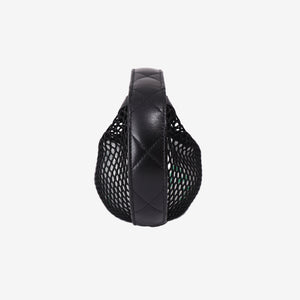 Chanel Mesh Mini Round Hobo Pouch Bag in Black Mesh with Gold Hardware