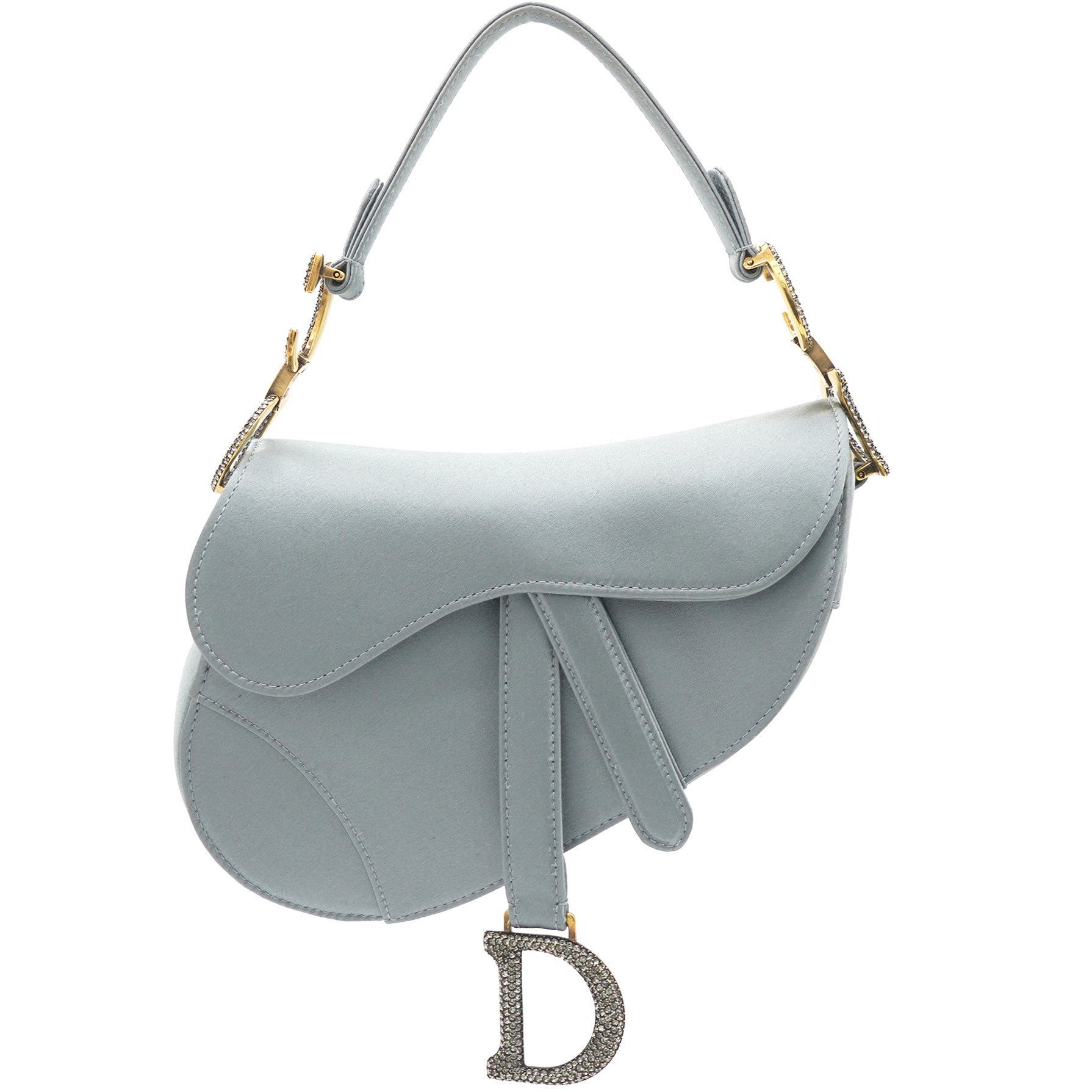 Grey Satin Mini Saddle Bag