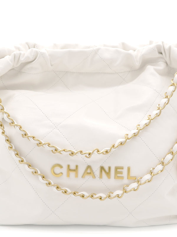 Shiny Calfskin Quilted Small Chanel 22 White