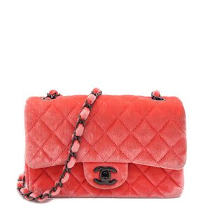 Velvet Quilted Mini Rectangular Flap Peachy Pink