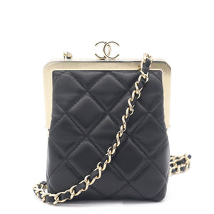 PVC Quilted Wallet On Chain Black
