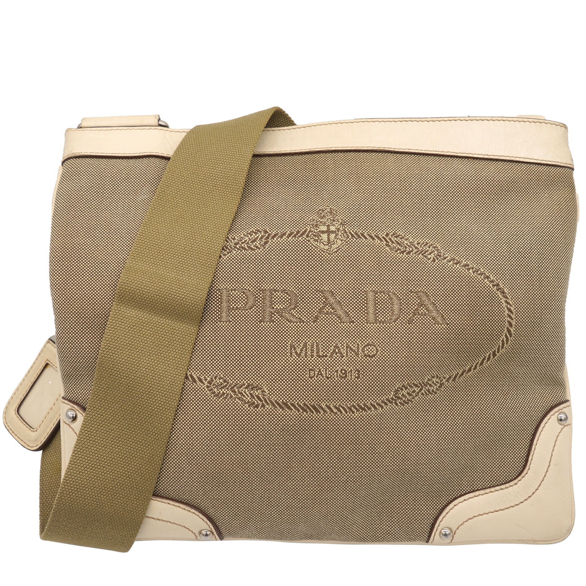 Beige/Brown Canvas And Leather Canapa Logo Crossbody Bag