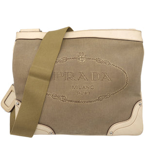 Beige/Brown Canvas And Leather Canapa Logo Crossbody Bag