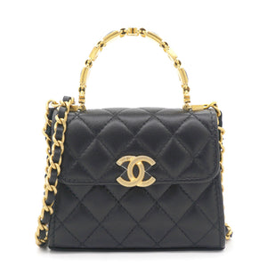 Mini Handle Clutch with Chain Black