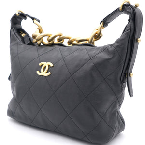 Lambskin Quilted Small Hobo Black
