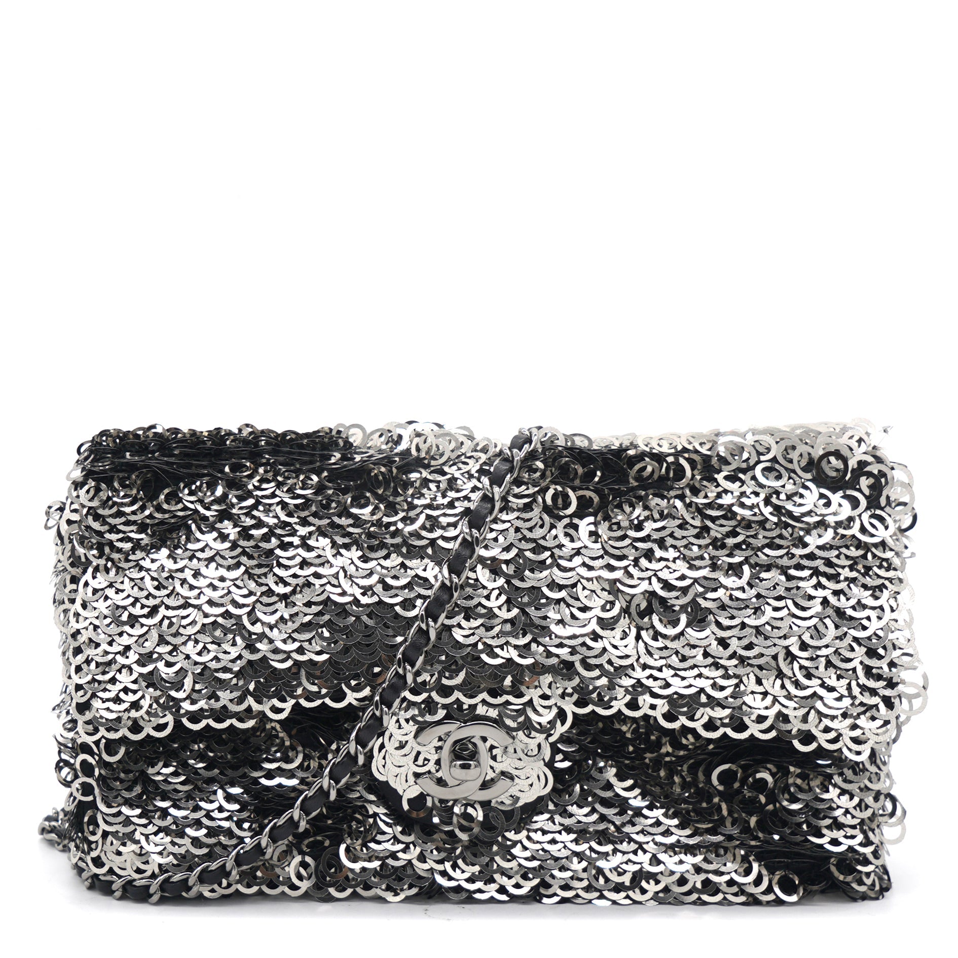 Sequin Small Single Flap Black White