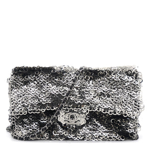 Sequin Small Single Flap Black White