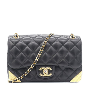 Calfskin Quilted Mini Rectangular Flap Black