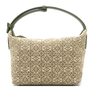 Cubi Anagram Small leather-trimmed logo-jacquard tote Green