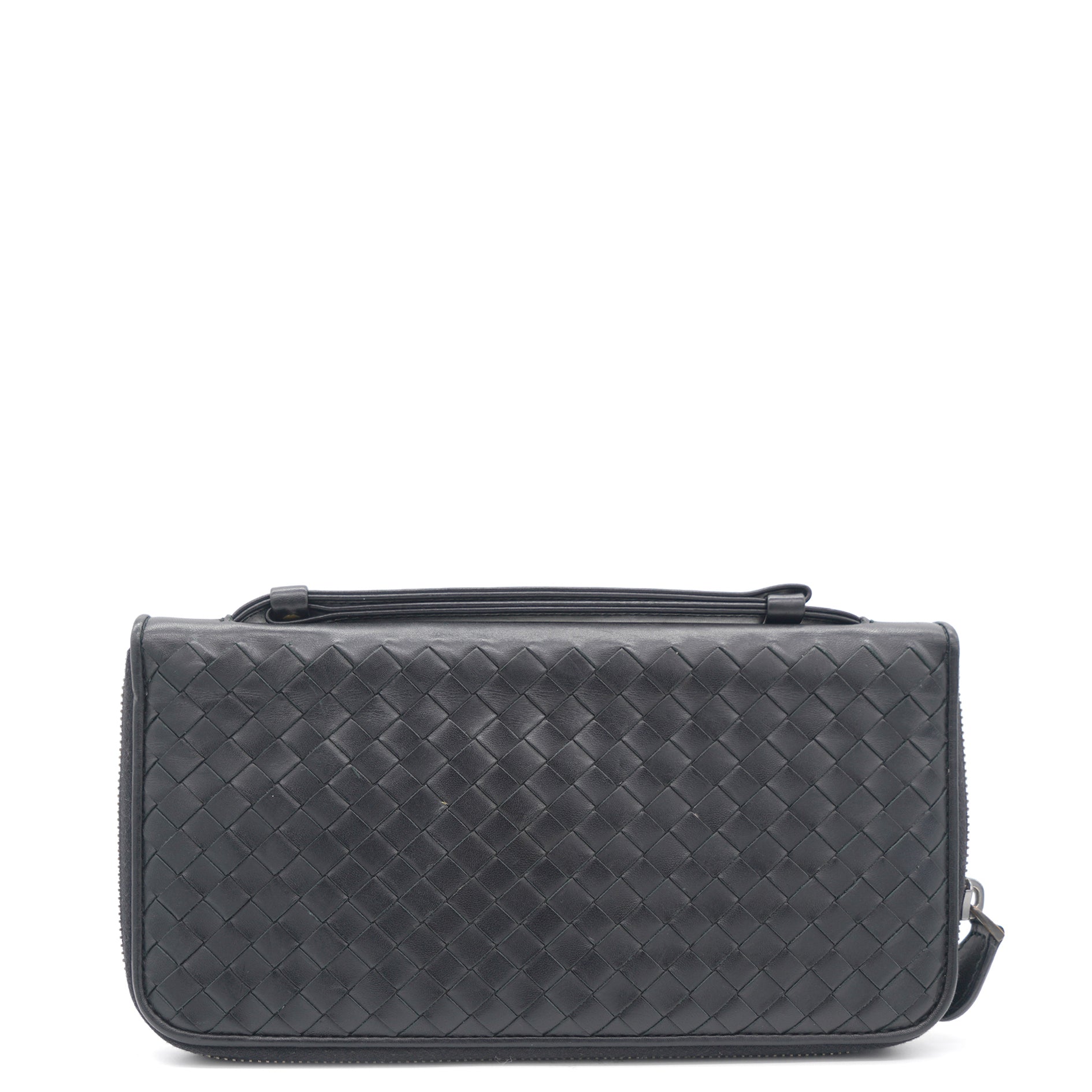 Brown Intrecciato Leather Zippy Travel Organiser