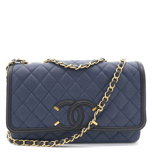 CC Filigree Medium Caviar Navy Flap