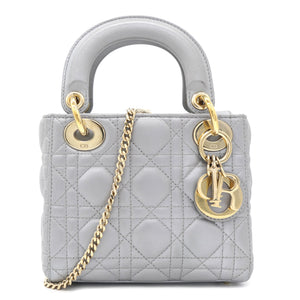 Pearl Grey Cannage Leather Mini Lady Dior Tote