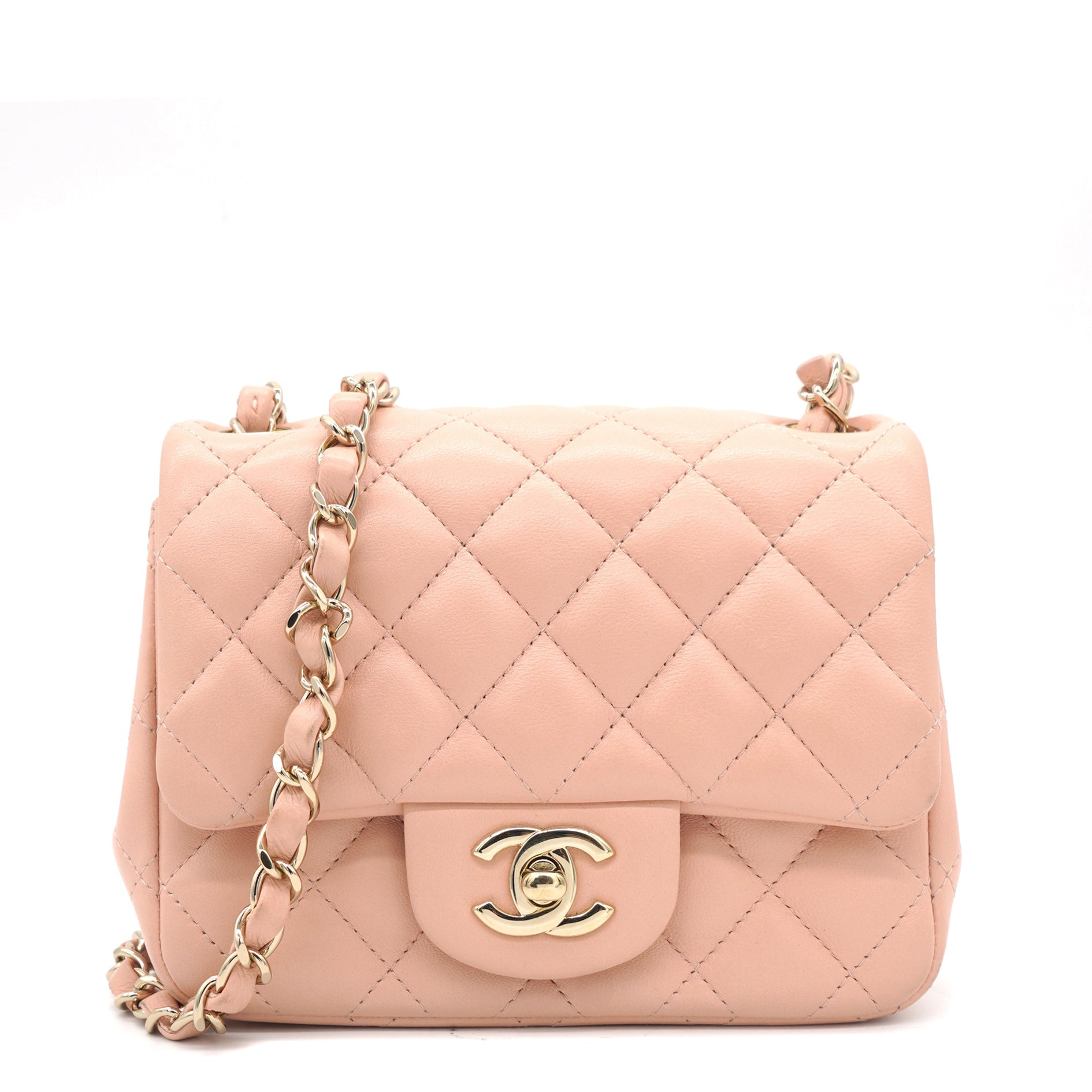 Lambskin Quilted Mini Flap Dark Pink
