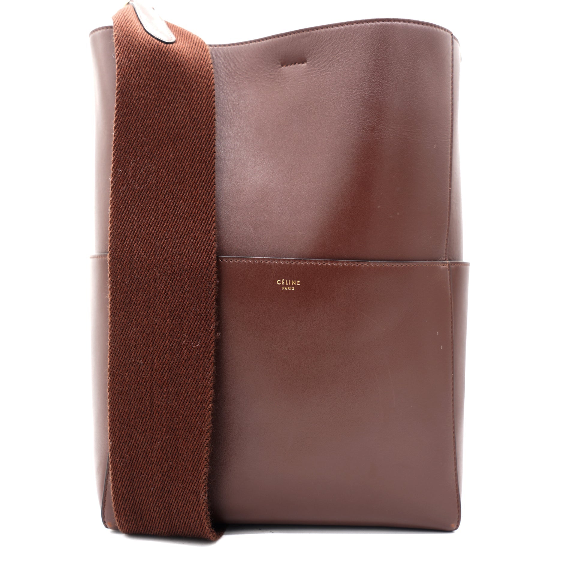 Supersoft Calfskin Sangle Bucket Bag Wine