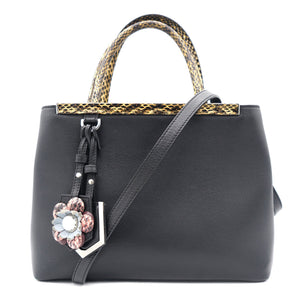 Petite 2 Jours Tote Black Flower Charm
