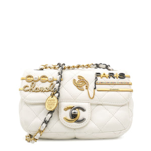 Lambskin Quilted Mini Coco Clips Flap White