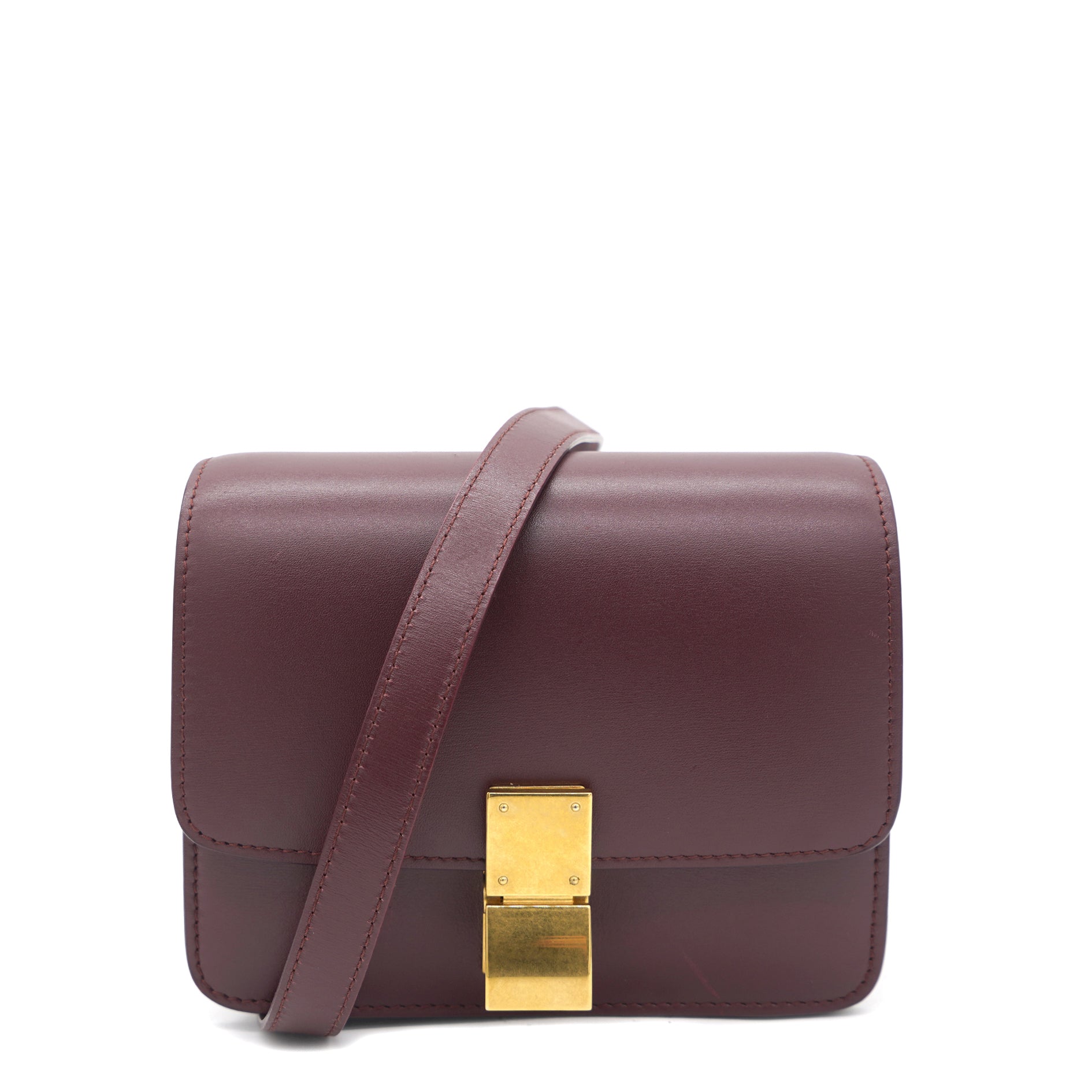 Smooth Calfskin Small Classic Box Flap Burgundy