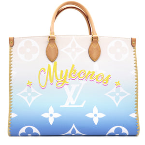 Monogram Giant Raffia Mykonos By The Pool On the Go GM Blue