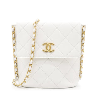 Chain Edge Detail Flap Bag White