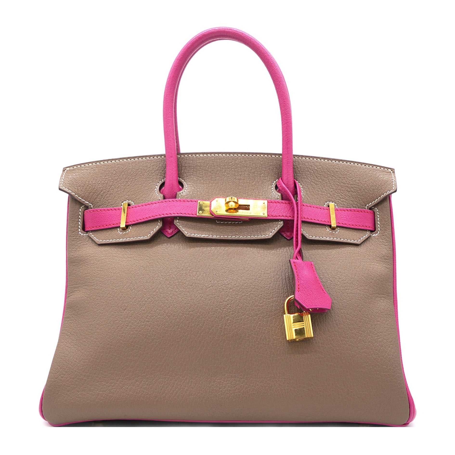 Birkin 30 Goatskin Special Order Etoupe/Rose Purple