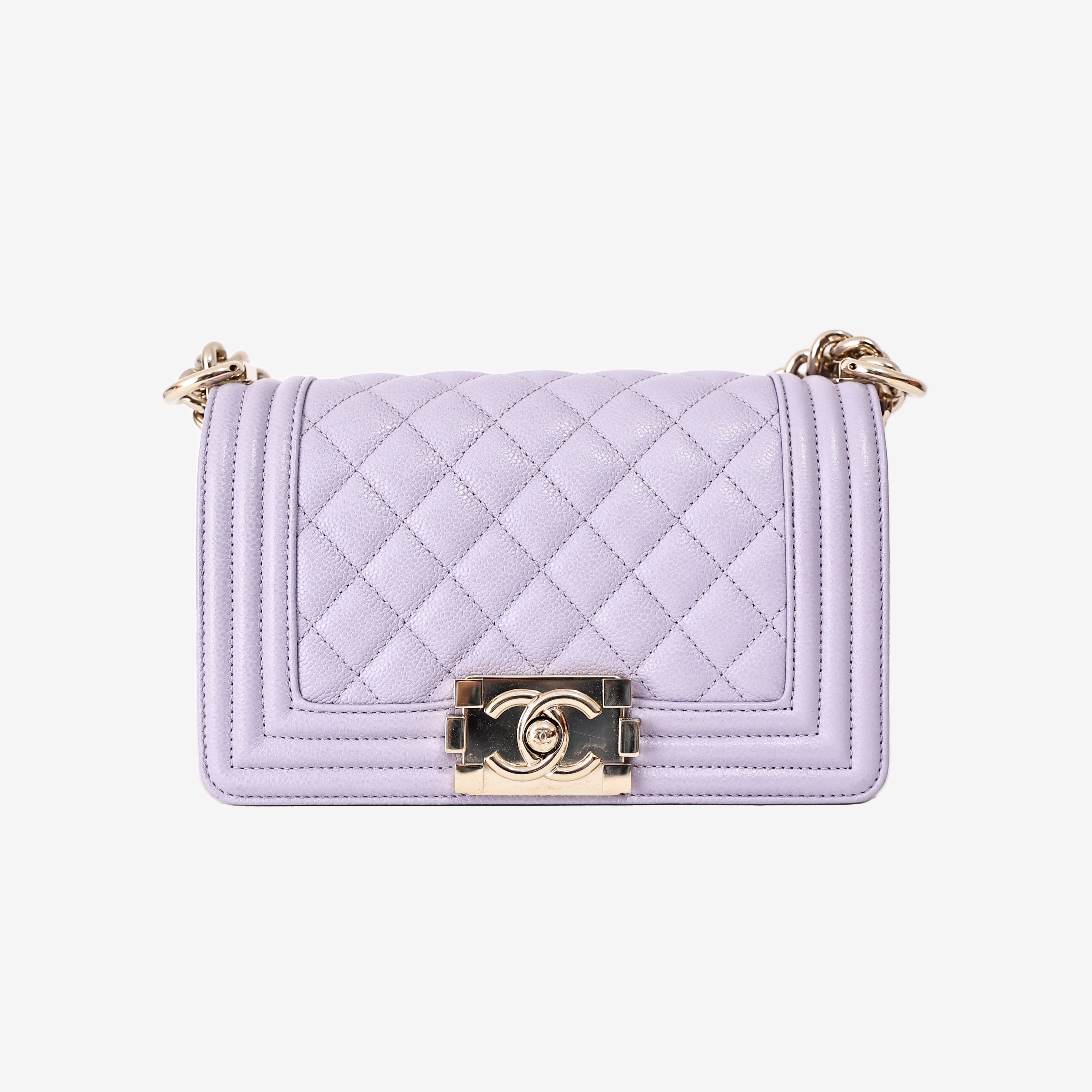 Chanel Small Boy Bag in Light Purple Caviar Leather with Gold Hardware (Contact to Enquire)