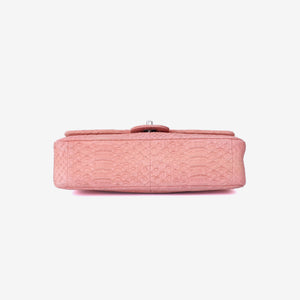 Chanel Classic Double Flap in Pink Python Leather with Silver Hardware