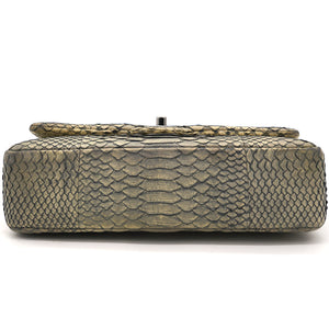 Classic Flap Medium Bag Grey Snakeskin