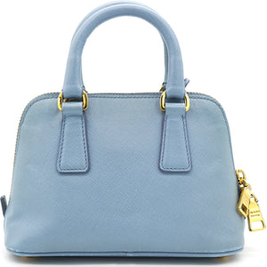 Blue Saffiano Lux Leather Mini Promenade Crossbody Bag