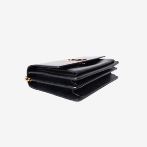 Saint Laurent Sunset Bag in Black Calfskin Leather with Gold Hardware